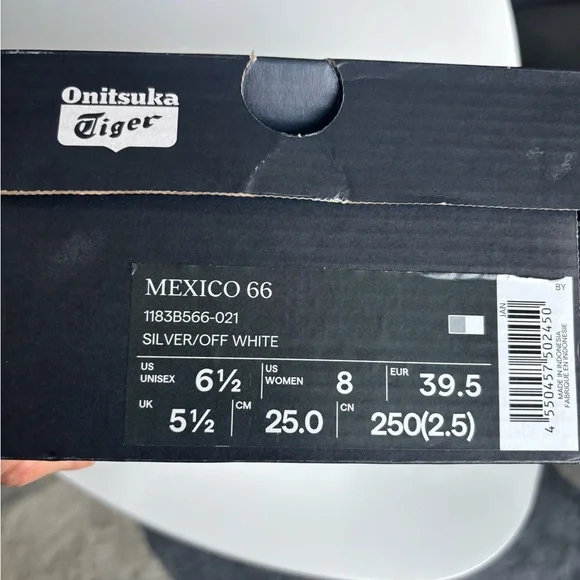Onitsuka Tiger Mexico 66 by Asics Silver and Off White Sneakers NEW with Box - Picture 5 of 7
